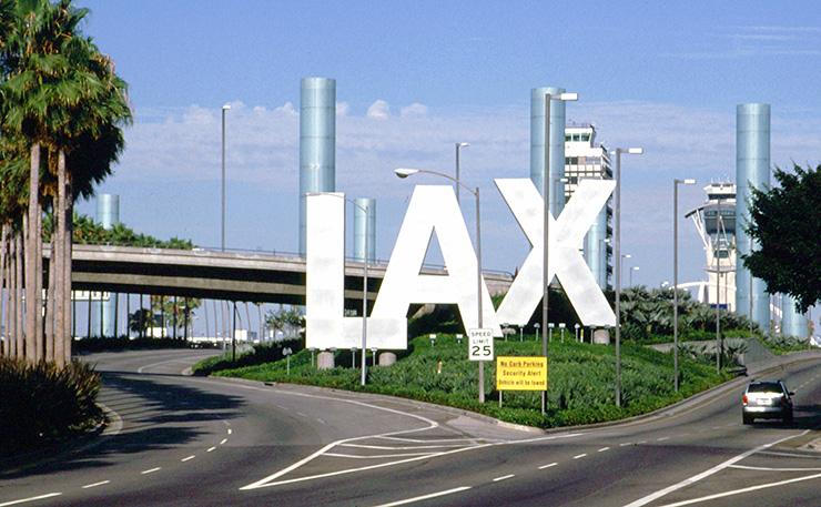 Entering LAX International Airport entrance from Century Blvd