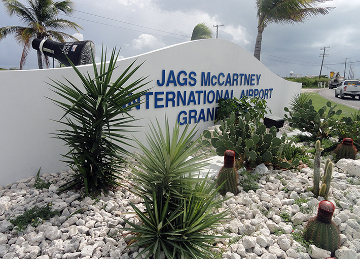 Grand Turk's JAGS McCartney International Airport; notice the cacti whose tops look like a Turkish Fez cap, hence the island's name Grand Turk