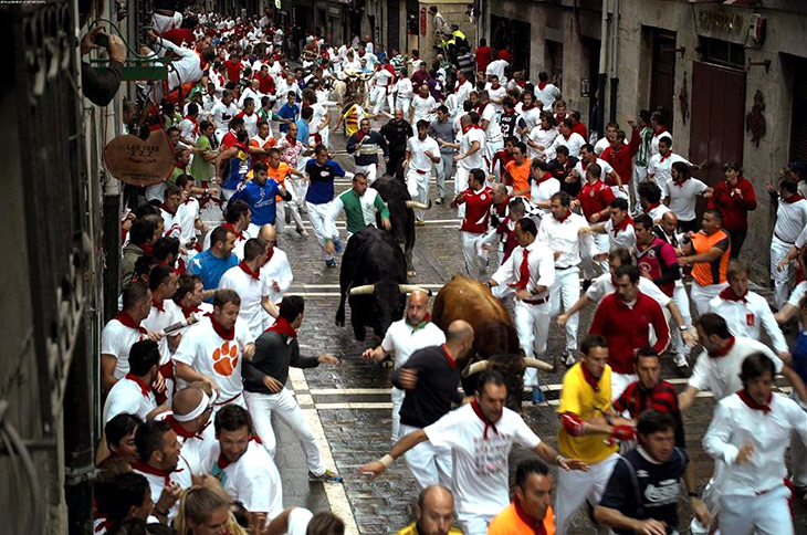 Running from the Bulls, Pamplona; credit Btodag