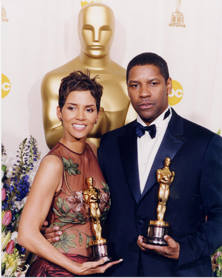 Halle Berry wins Best Actress and Denzel Washington wins Best Actor Oscars in 2002
