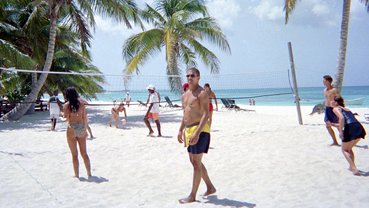 Playing volleyball on the beach, Punta Cana