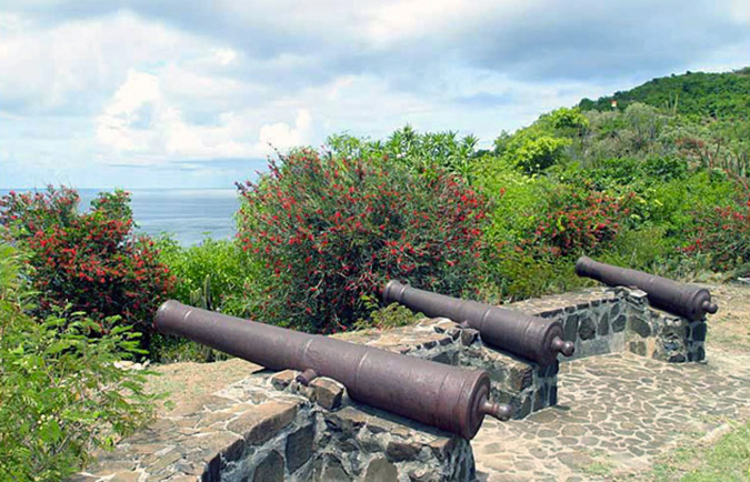 Canons on a fort in Bequia, St. Vincent History