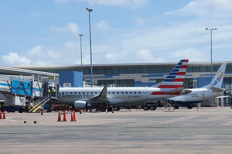 Jets docked at LPIA Airport, Nassau Transportation