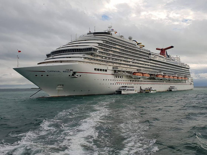 Carnival cruise ship docked in Belize