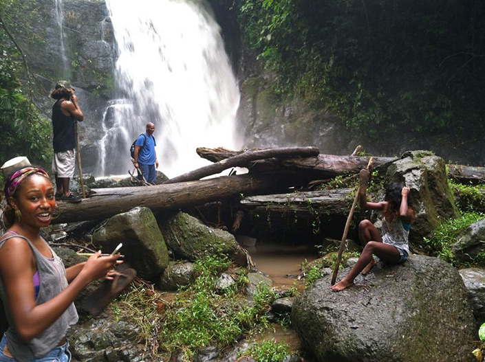 Friends at Davia Waterfall, Costa Rica