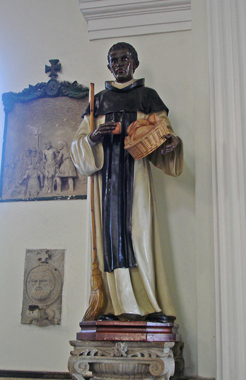 Black Saint statue in Cathedral of our Our Lady of Guadeloupe