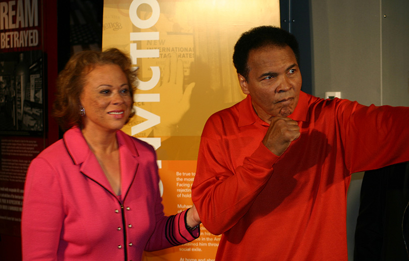 Lonnie and Muhammad at the Muhammad Ali Center dedication in Louisville