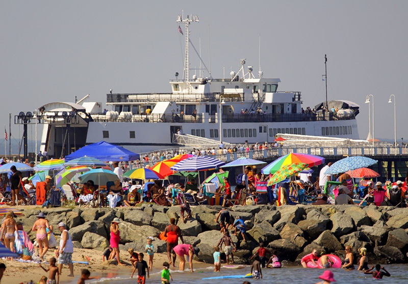 A busy summer day at Inkwell Beach on Martha's Vineyard