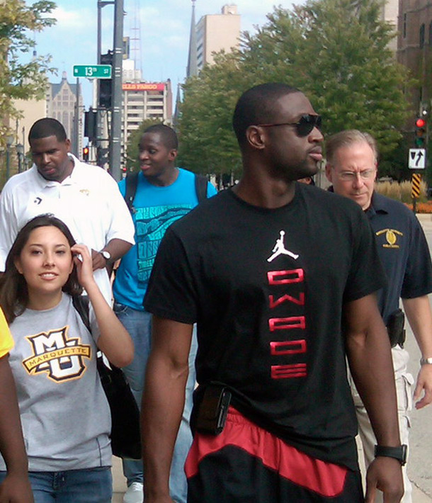 Dwayne Wade returns to his alma mater, Marquette University