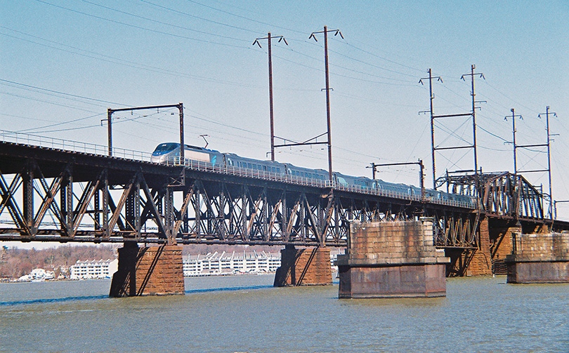Acela running on Susquehanna River Bridge