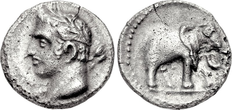 Hannibal on a Spanish quarter-shekel, 237-209 BC