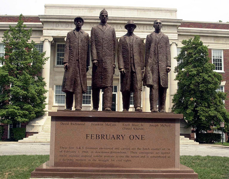 February One monument honoring 4 Sit-in students at North Carolina A&T University
