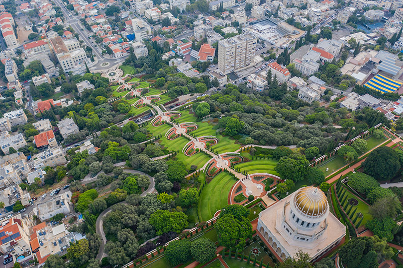The dramatic scenic Bahai Gardens in Haifa