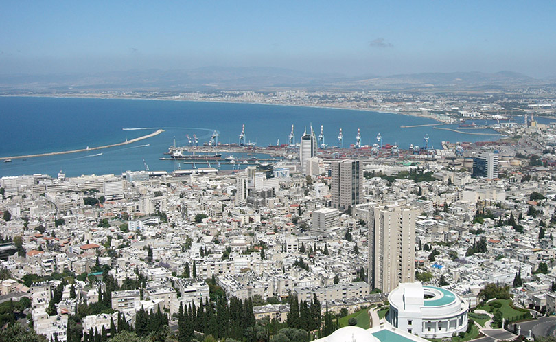 Aerial view of Haifa Bay in Israel