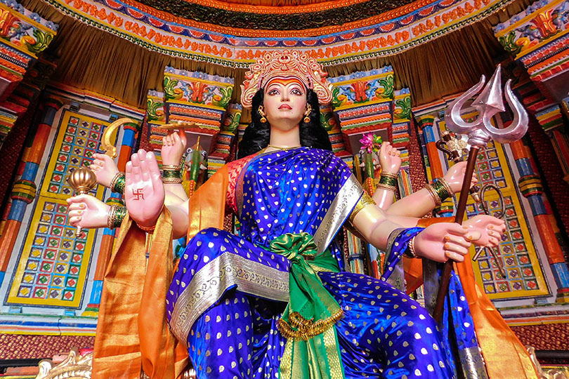 Hindu Goddess statue in a Mumbai Neighborhood